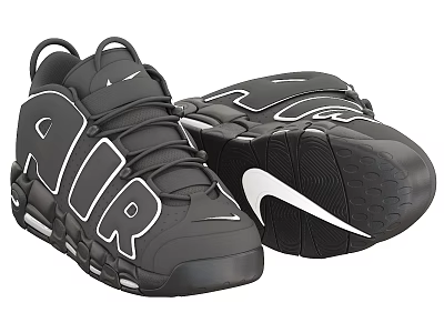 Nike Black Athletic Shoes With AIR Lettering And Rubber Sole Design 3d model