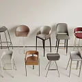 Various Stylish Bar Stools In Different Designs With Metal Legs And Assorted Colors