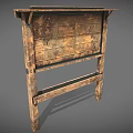 Vintage Rustic Weathered Wooden Workbench With Aged Texture And Wooden Legs Design