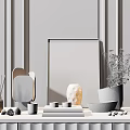 Chic Ornamental Decor Set With Framed Art Books Dried Flowers And Ceramic Vase