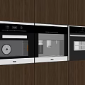 Modern Built in Kitchen Appliances Featuring Oven And Coffee Machine In Dark Wood Cabinets