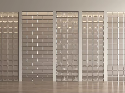 Modern Glass Room Dividers With Various Patterns For Interior Decoration 3d model
