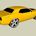 Yellow Classic Muscle Car With Black Racing Stripes And Large Alloy Wheels