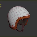 Weapon Helmet With White Body Orange Edge Stitching And Metal Rivets