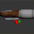 Classic Revolver With Silver Metal Body Wooden Grip And Red Green Bullets