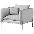 Brown Leather Leisure Chair With Metal Legs And Geometric Pattern Accent Pillow