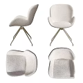 Modern Light Gray Upholstered Chair With Curved Backrest And Sleek Metal Legs