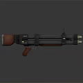 Futuristic Sci Fi Weapon With Gray Body Red Grip And Multiple Barrels 3d model