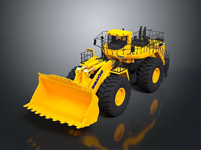 Large Yellow DOOSAN Functional Loader With Heavy Duty Bucket And Construction Tires 3d model