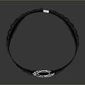 Elegant Black Lace Choker With Silver Decoration And Black Gem Pendant