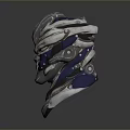 Silver And Blue Ornate Weapon With Intricate Metallic Design Details