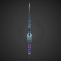 Fantasy Glowing Sword With Blue Luminous Blade Purple Hilt And Decorative Guard