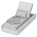 Modern Sofa Bench With Wooden Frame Black Cushion Black White Geometric Pillow And Gray Blanket