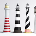 Colorful Lighthouses With Various Striped Designs And Decorative Styles