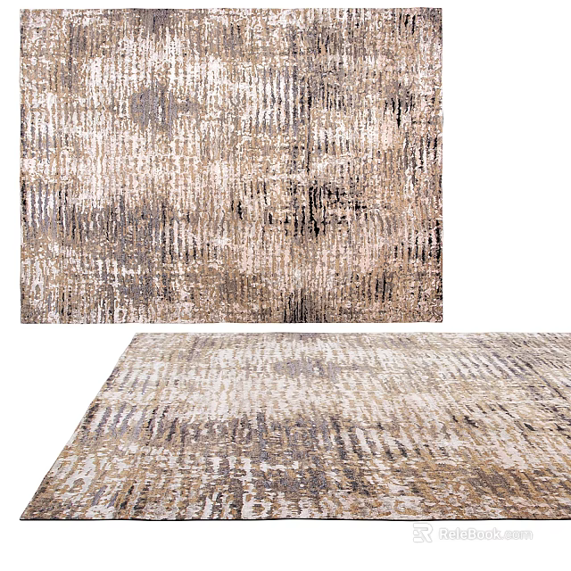 Square Carpet With Modern Abstract Textured Pattern In Neutral Beige Gray Tones 3d model