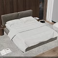 Double Bed With Wooden Wall Panel White Bed Sheets And Snowy View In Modern Bedroom