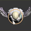 Angelic Game Movie Character with White Wings Halo and White Dress