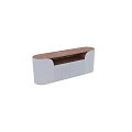 Modern Elegant Curved TV Stand With Wood Tabletop Grey Fluted Storage Cabinets And Metal Legs