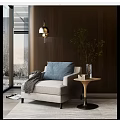 Modern Single Sofa Fabric Casual Sofa Chair 3d model
