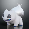 Cute White Creature Character Featuring Big Tail Black Eyes And Blue Feet