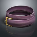 Elegant Purple Fabric Belt With Shiny Gold Buckle On Dark Surface