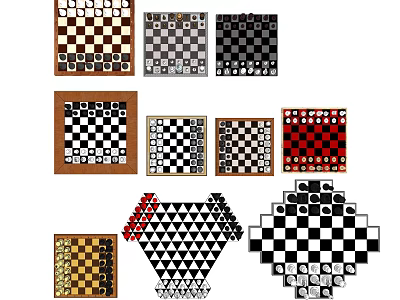 Colorful Classic Board Game Entertainment With Various Chess Checker And Dice Game Boards 3d model