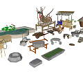 Chinese Farm Tools Rural Farm Tools Sits Combination 3d model