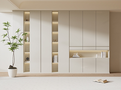 Modern Bookcase Cream Bookcase Wardrobe 3d model