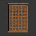 Orange Wooden Storage Cabinet With Multiple Small Grid Drawers For Home Use