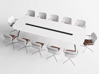 Modern Conference Table and Chair 3d model