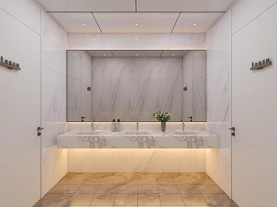 Public toilet sink hotel toilet 3d model