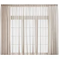 Beige Light Filtering Curtains Hanging Over Window With Soft Natural Light 3d model
