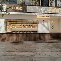Contemporary Storefront Design Featuring LOGO Sign Wooden Base White Wall And Warm Lighting