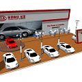 Modern Kia Automobile Exhibition Booth Display With Multiple Car Models And Signage