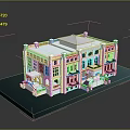 Detailed White Multi Story Architectural Model With Arched Windows Balconies And Green Plants On Platform