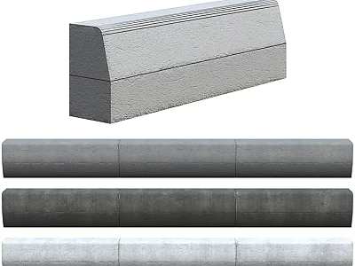 Durable Gray Concrete Road Facilities Featuring Segmented Curbs And Longitudinal Barriers 3d model