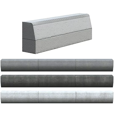 Durable Gray Concrete Road Facilities Featuring Segmented Curbs And Longitudinal Barriers 3d model