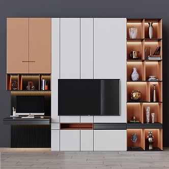 Modern TV background cabinet TV set 3d model