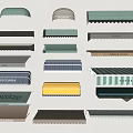Various Styles And Colors Of Commercial Awnings With Different Designs And Shapes