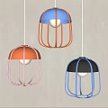 Modern Pendant Lights With Colorful Metal Frame Design In Orange Blue Black