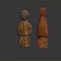 Handcrafted Wooden Human Figure Carvings With Textured Surface And Brown Tone