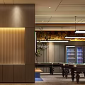 Modern Billiard Room Interior With Billiard Tables 8 Ball Logo And Hanging Lighting Fixtures