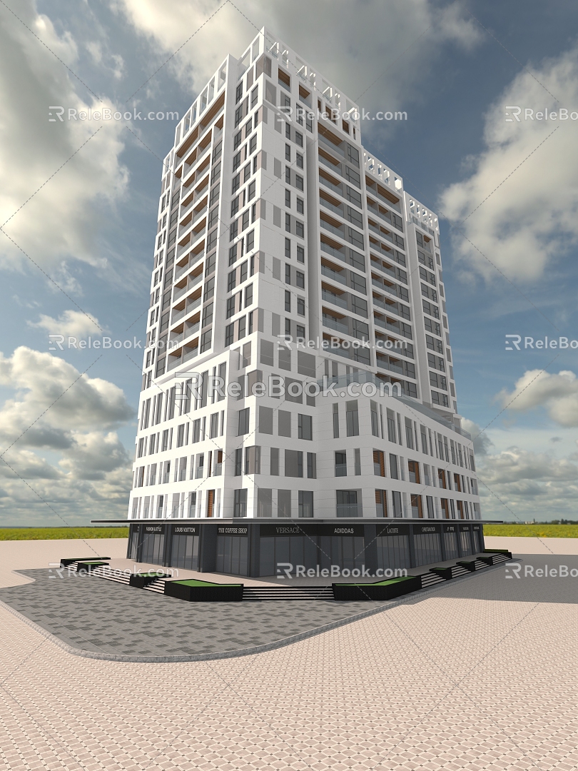 modern commercial building high-rise 3d model