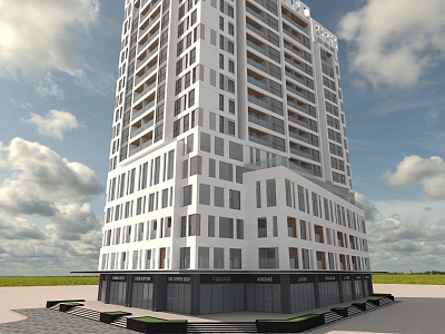 modern commercial building high-rise 3d model