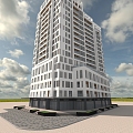 modern commercial building high-rise 3d model