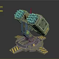 Futuristic Cosmic Spacecraft Component With Spherical Sensors Mechanical Arm And Yellow Striped Base