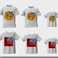 White Tshirts With Cartoon Lion Head Design Yellow Red Background Text Elements Adult Kids Sizes