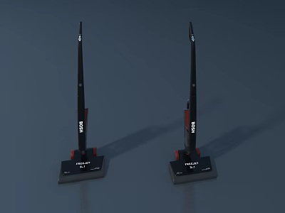 Two Black and Red Upright Hitachi Vacuum Cleaners as Daily Electrical Appliances 3d model