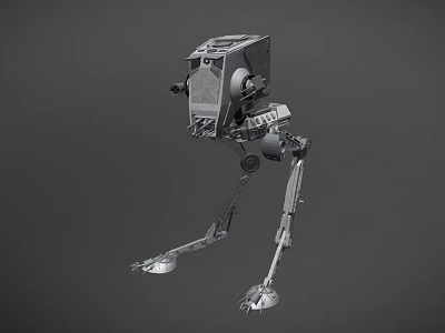 Mechanical Sentinel Creature With Tall Metallic Legs Jointed Limbs And Boxy Sensor Head 3d model
