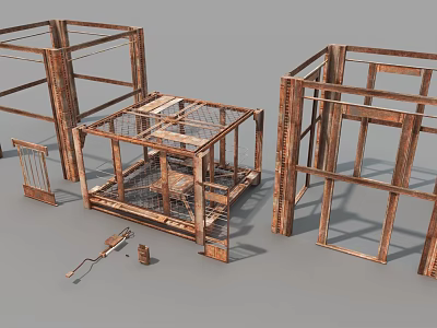 Abandoned industrial steel frame industrial production view steel structure industrial elevator 3d model